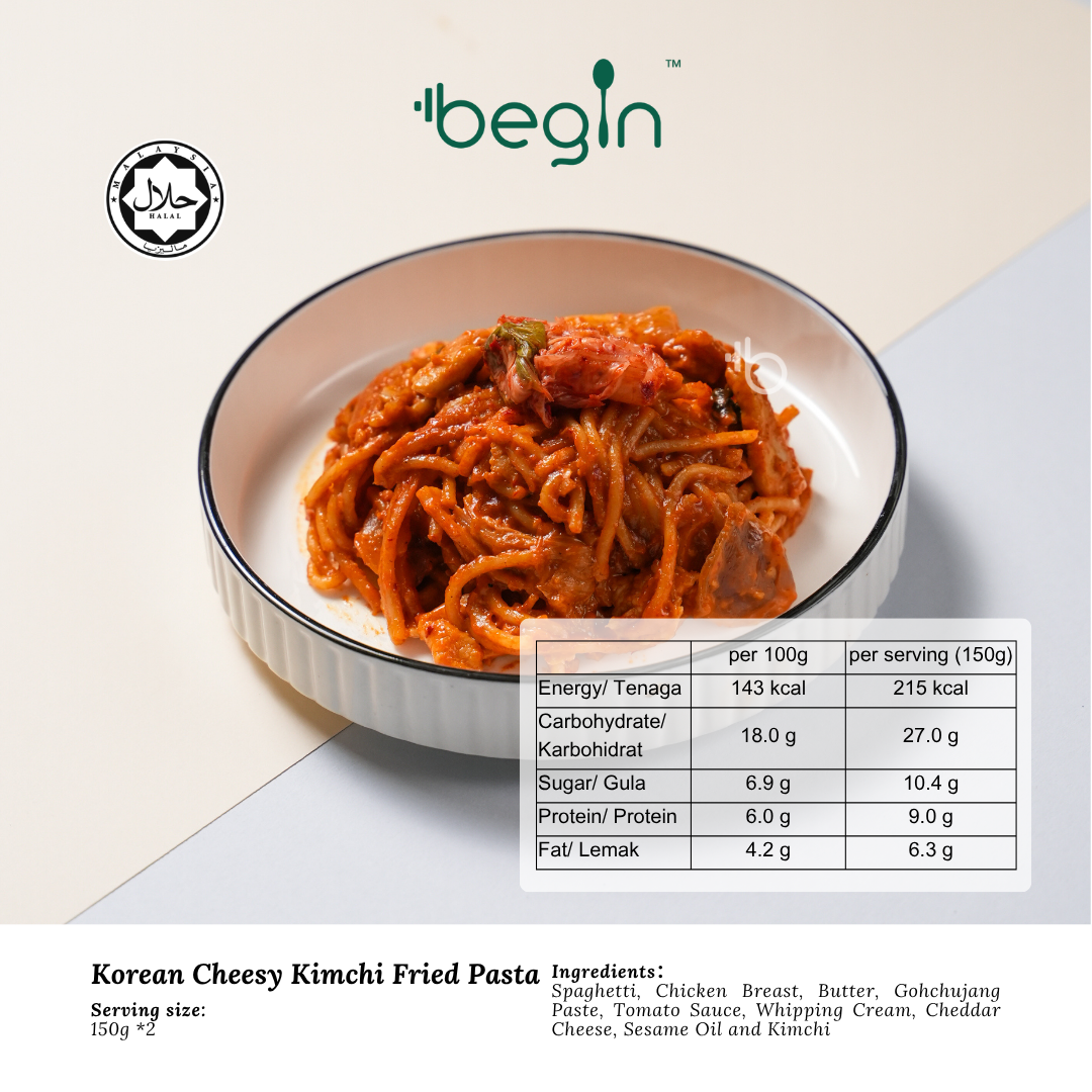 (F) Korean Cheesy Kimchi Fried Pasta