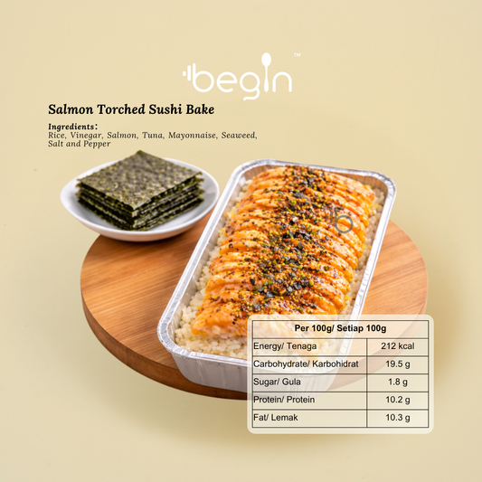 salmon torched sushi bake