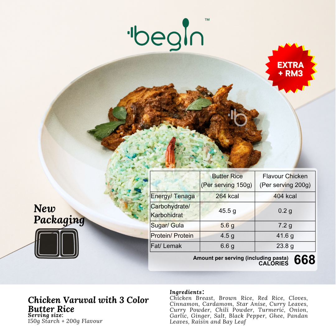 (Merdeka) Chicken Varuval with 3 Color Butter Rice