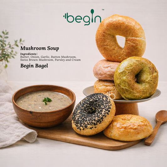 (a) Mushroom Soup (1 pack) + 1 random Bagel